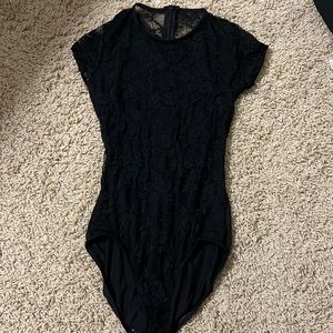 Black lace leotard.
